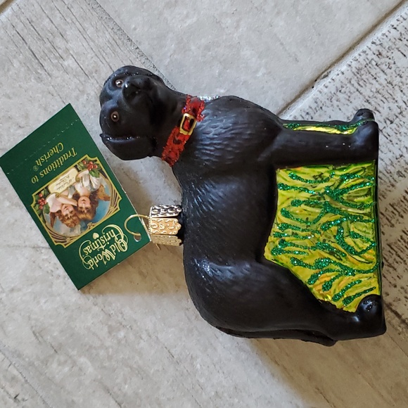 old world Christmas Holiday New Glass Black Lab Dog Christmas Tree